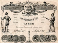 Catalogue d'armes Antoine Bertrand Liege 1885