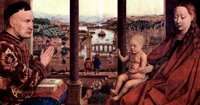 Détail de " La Vierge et le Chancelier Rolin " - Jan van Eyck 1435 - Musée du Louvre - Paris