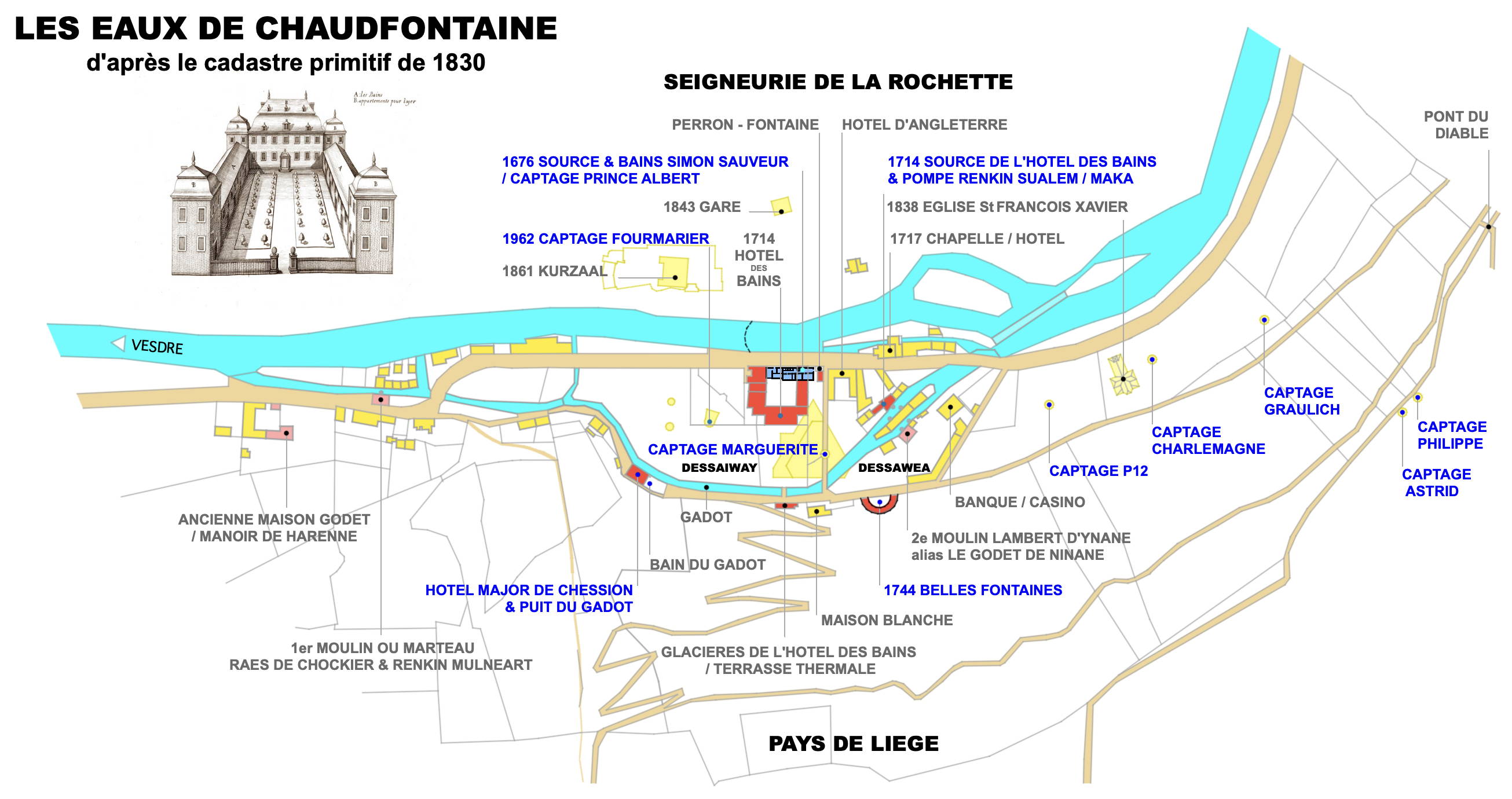 Le village de Chaudfontaine en 1833