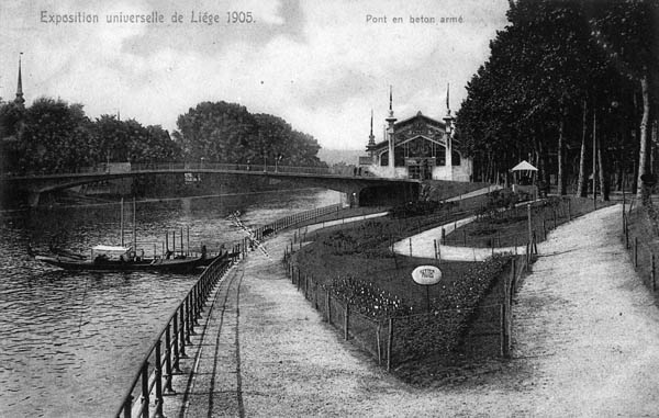 Liege Expo 1905 - Pont mativa en Béton armé, Alimentation Française ,et accès aux gondoles vénitiennes