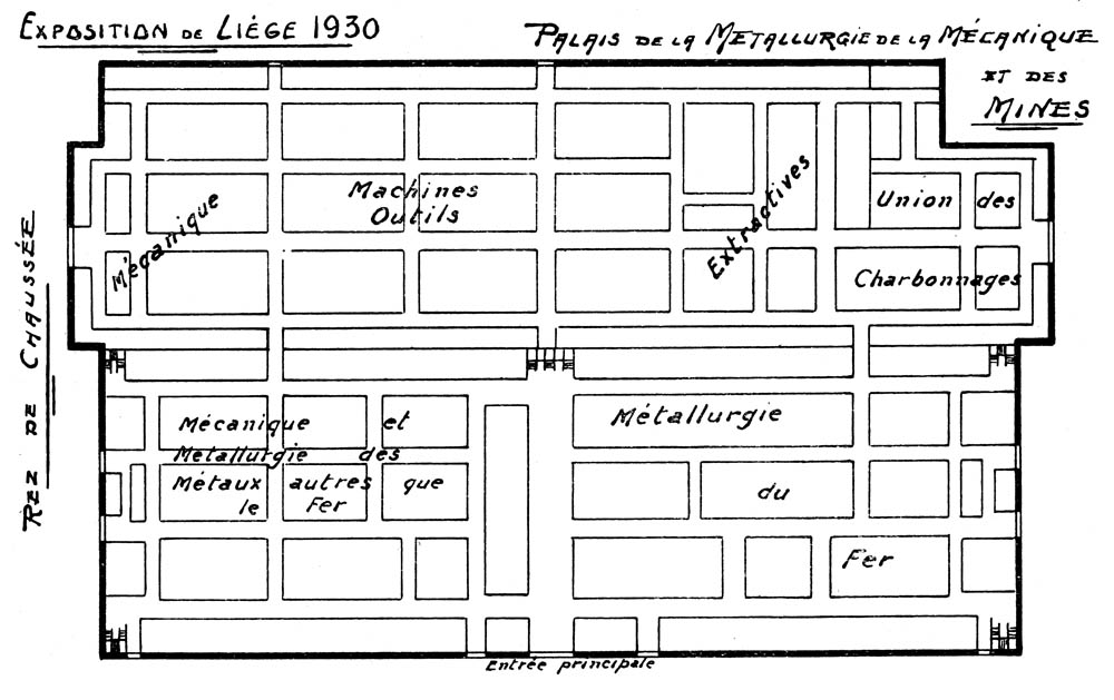 Liege Expo 1930 - Plan du Palais de la métallurgie, des mines et de la mécanique