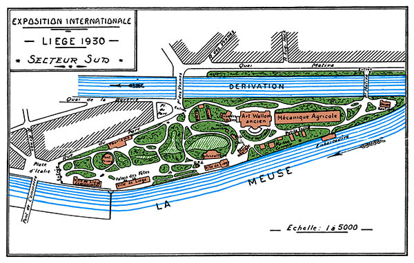 Exposition internationale Liege 1930 - Plan du Secteur Sud