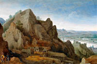 1596 Lucas van Valckenborch - Paysage de montagne avec personnages face à une fonderie à Chokier