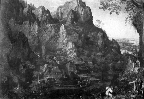Paysage avec forge en 1574 par Lucas van Valckenborch
