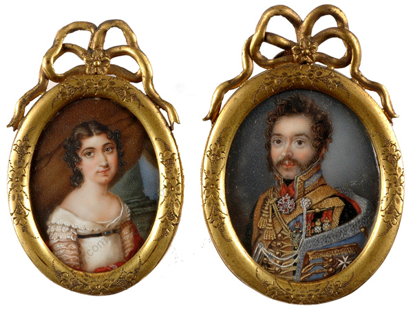 Portraits de la Comtesse Marie Louise Loison et du Baron Alexandre Nicolas de Serdobin