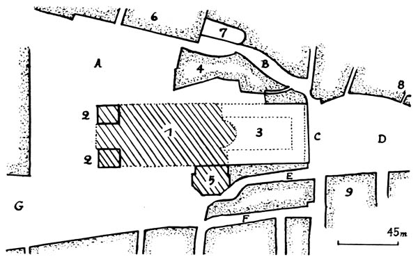Plan du pourtour de la cathédrale de Liège d'après A.B. Carront (1794).