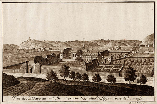 Vue de l'abbaye du val Benoit proche de la ville de Liège au bord de la Meuse Leloup fecit
